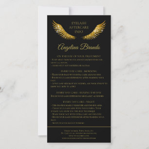 Lash Aftercare Info Gold Glitzer Wings Black Dankeskarte