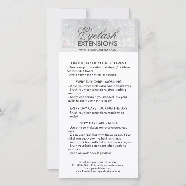 Lash Aftercare White Glitzern Snow Star Dankeskarte (Vorderseite)