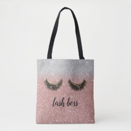 Lash Boss Eyelash Makeup Artist Rose Gold Glitter Tasche