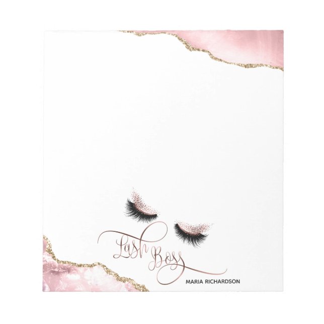 Lash Boss Makeup Eyebrow Eyes Lashes Rosa Notizblock (Vorderseite)