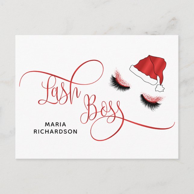 Lash Boss Santa Lashes Weihnachten Postkarte (Vorderseite)