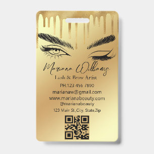 lash & brow artist qr code gold dripping business ausweis