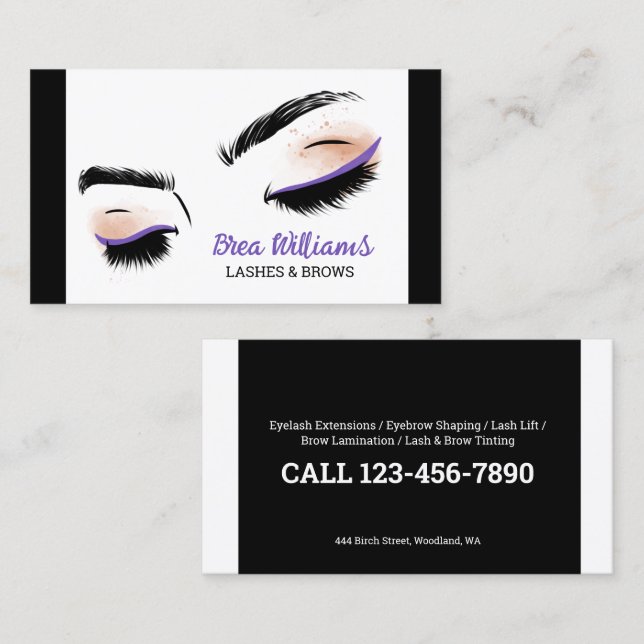 👁️ Lash & Brow machen Berufliche Visitenkarte (Vorne/Hinten)