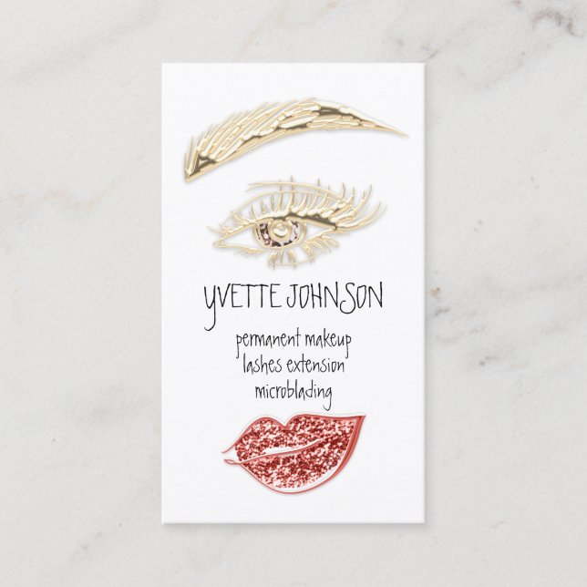 Lash Brow Permanent Makeup Logo QR Red Kiss Lip Visitenkarte (Vorderseite)