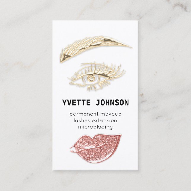Lash Brow Permanent Makeup Logo QRCode GlitterRose Visitenkarte (Vorderseite)