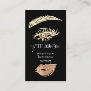 Lash Brow Permanent Makeup Logo QRCode Gold Copper Visitenkarte