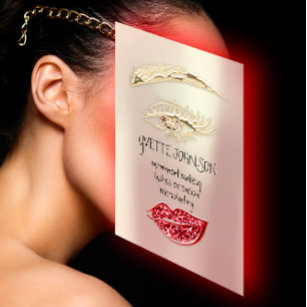Lash Brow Permanent Makeup QRCode Gold Rose Red Visitenkarte