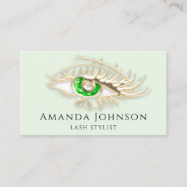 Lash Brows Makeup Logo Green Eye Qr Code Gold Visitenkarte