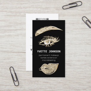 Lash Brows Permanent Makeup Logo QRCode Black Visitenkarte
