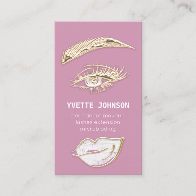 Lash Brows Permanent Makeup Logo QRCode Lip Rose Visitenkarte (Vorderseite)
