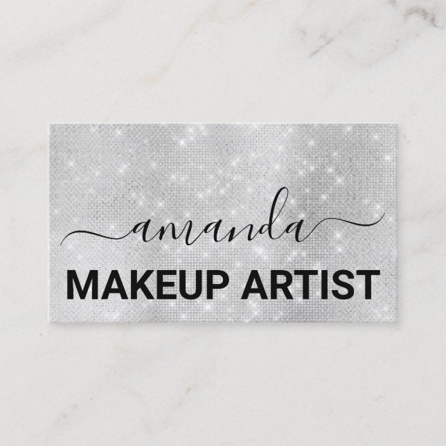 Lash Care Makeup Logo Friseur Grau Silber Visitenkarte (Vorderseite)