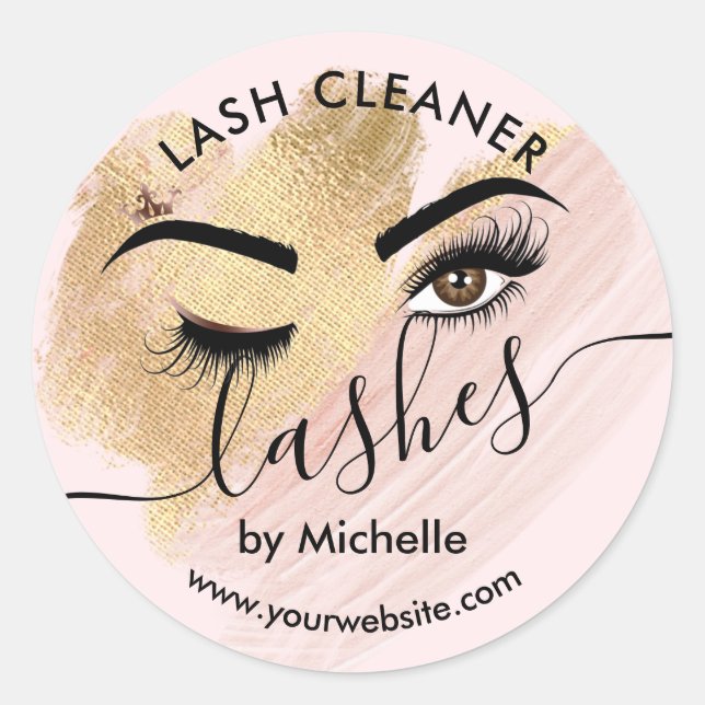 Lash Cleaner Makeup Eyes Schönheitssalon Classic R Runder Aufkleber (Vorderseite)