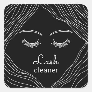 Lash Cleaner Niedlich Hand Zeichnend Schönheit Gir Quadratischer Aufkleber