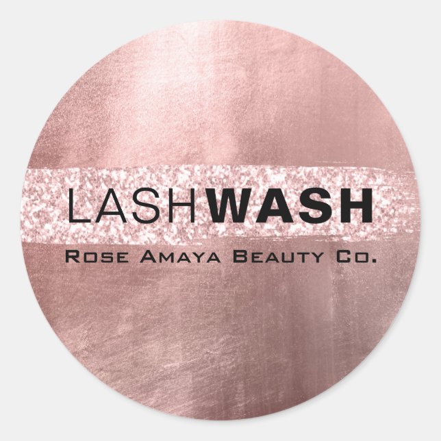 Lash Cleaner Pink Glitzer Abstraktes, benutzerdefi Runder Aufkleber (Vorderseite)