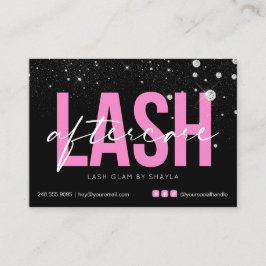 Lash-Erweiterungen nach der Pflege Glam Pink Diamo Visitenkarte