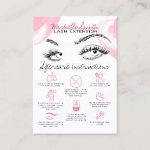 Lash-Erweiterungen Pink Aftercare Weiterempfehlen Visitenkarte