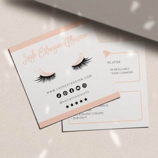 Lash Extension Aftercare Socialmedia Minimalistisc Quadratische Visitenkarte (Von Creator hochgeladen)