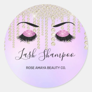 Lash Extension Cleanser Lilac Lila Diamond Tropfen Runder Aufkleber