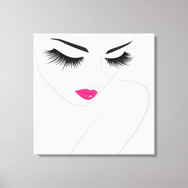 Lash Extension Line Art von Woman Face Lashes Leinwanddruck (Vorderseite)