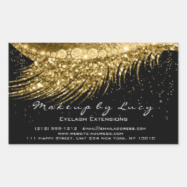 Lash Extension Makeup Beauty Gold Confetti Black Rechteckiger Aufkleber