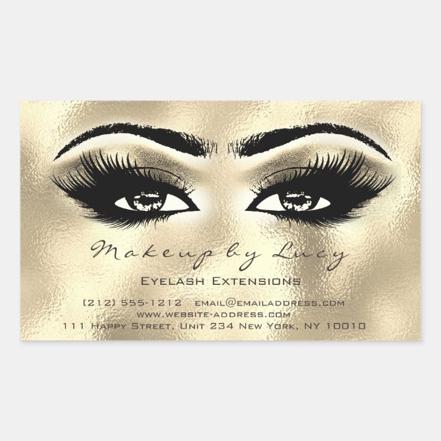 Lash Extension Makeuty Beauty Golden Eye Glitzer Rechteckiger Aufkleber (Vorderseite)