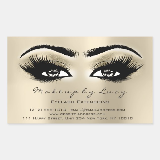 Lash Extension Makeuty Beauty Ivory Eye Glitzer Rechteckiger Aufkleber (Vorderseite)