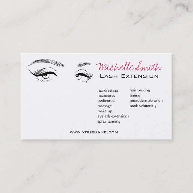 Lash Extension-Visitenkarte durch lange Gesichtshä Visitenkarte (Vorderseite)