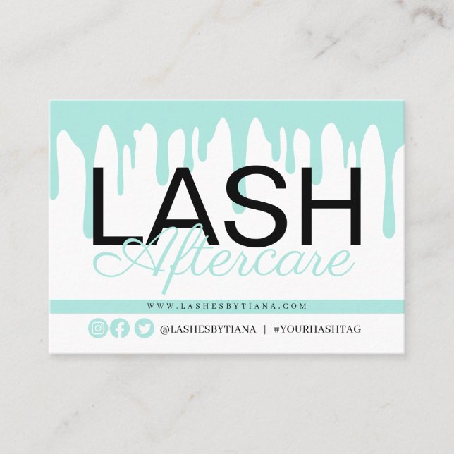Lash Extensions Aftercare Instructions Business Ca Visitenkarte (Vorderseite)