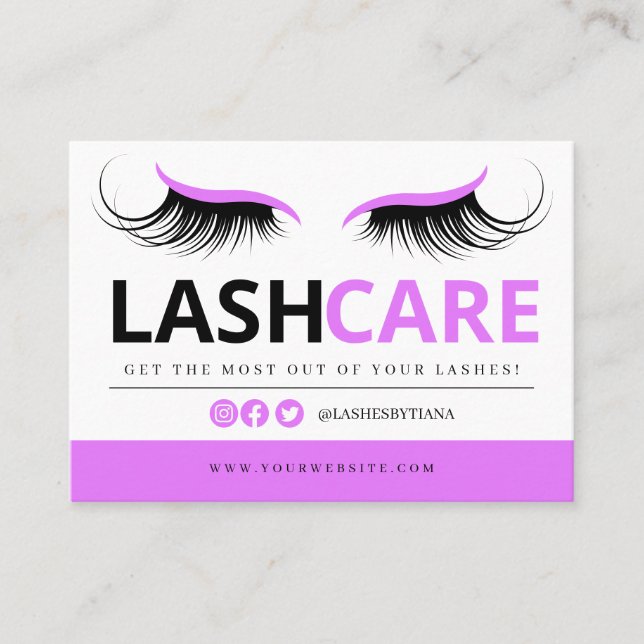 Lash Extensions Aftercare Instructions Business Ca Visitenkarte (Vorderseite)