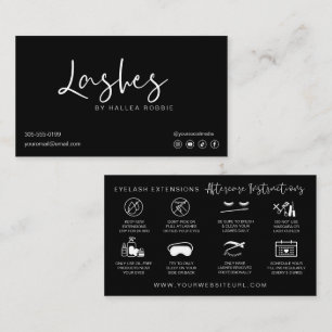 Lash Extensions Aftercare Instructions Modern Visitenkarte