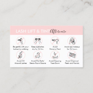 Lash Lift and Tint Aftercare Post Instruktion Visitenkarte