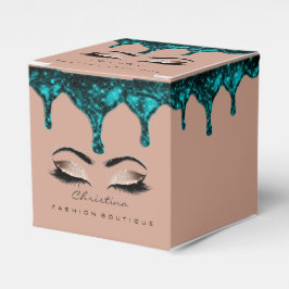 Lash Makeup Logo Glitzer Aquamarin Tropfen Boutiqu Geschenkschachtel