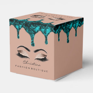 Lash Makeup Logo Glitzer Aquamarinen Tropfen Bouti Geschenkschachtel
