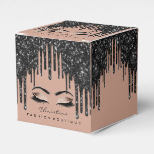 Lash Makeup Logo Glitzer Schwarze Tropfen Boutique Geschenkschachtel