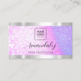 Lash Nails QRCode Logo Glitzer Lila,PInk Visitenkarte