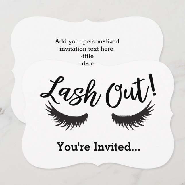 Lash Out Eyelashes Lash Salon Makeup Artist Einladung (Vorne/Hinten)