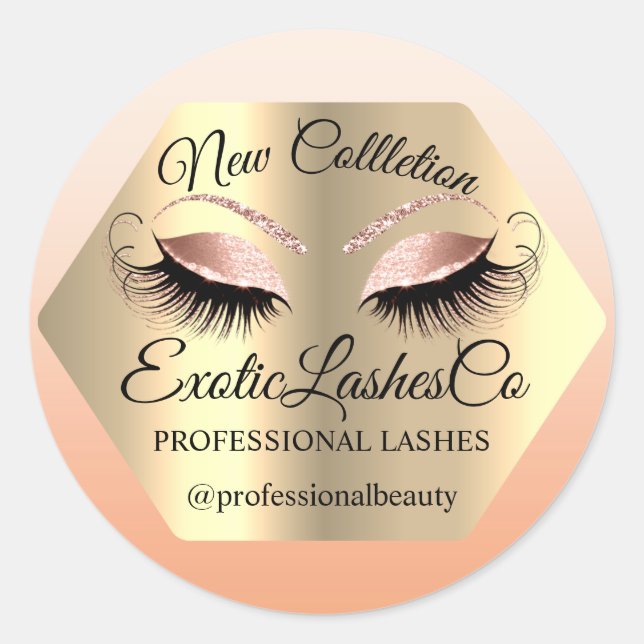 Lash Packaging Makeup Artist Gold Eyes Rose Runder Aufkleber (Vorderseite)
