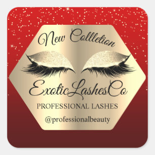 Lash Packung Konfetti Makeup Golden Eyes Red Quadratischer Aufkleber