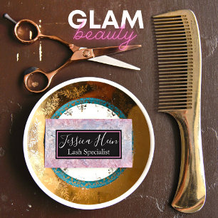 Lash Specialist Monogram Glitzer Script Salon Visitenkarte