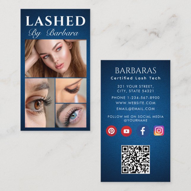 Lash Stylist moderne Typografie Drehbuch Luxus-Fot Visitenkarte (Vorne/Hinten)