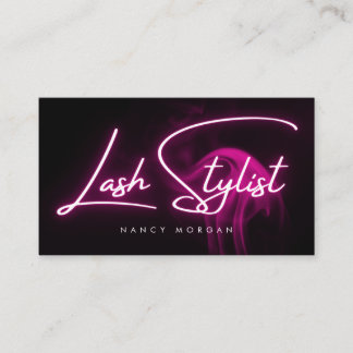 Lash Stylist Typography Pink Neon  Visitenkarte