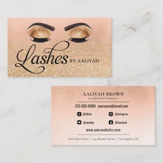 Lash Tech Gold Glam Glitzer Eyes Beauty Salon Visitenkarte