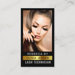 Lash Tech Golden and Black QR Code Business Card Visitenkarte