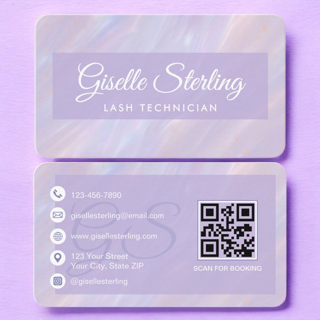 Lash Tech Lila Pastell QR Code Visitenkarte (Von Creator hochgeladen)