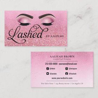 Lash Tech Rosen Red Pink Glam Glitzern Eyes Visitenkarte