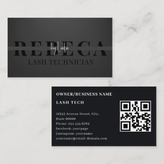 Lash Tech Salon Foto Black Luxury QR Code Visitenkarte