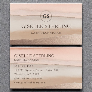Lash Techniker Rose Gold Blush Beige Wasserfarbe Visitenkarte