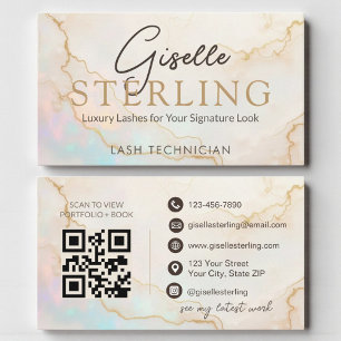 Lash-Technikerin Opal Stone QR Code Visitenkarte