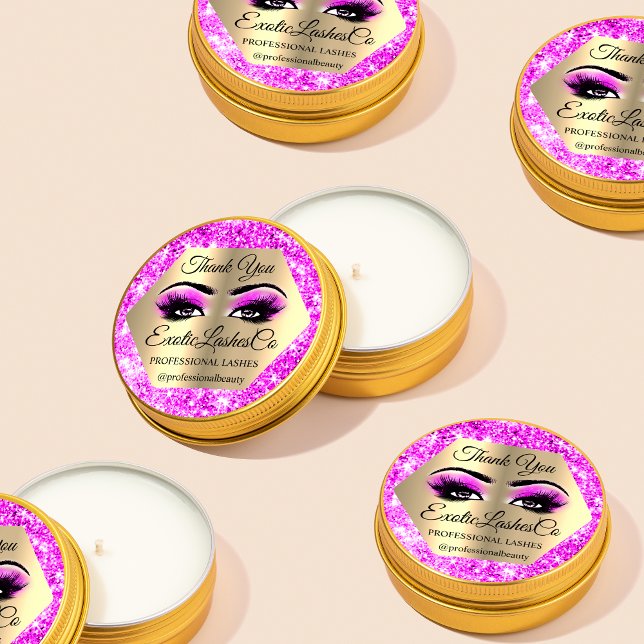 Lash Vielen Dank Makeup Lashes Gold Hot Pink Runder Aufkleber (Von Creator hochgeladen)