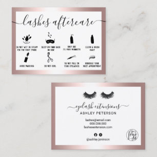 Lashes Aftercare Illustrationen Rose Goldfolie Visitenkarte